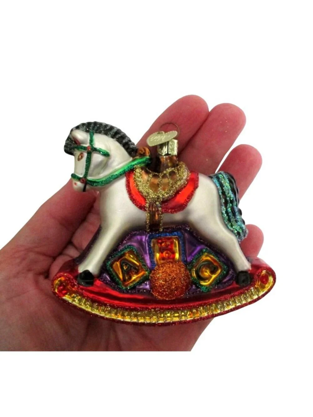 Rocking Horse Old World Christmas Glass Ornament Bauble Vintage OWC Bauble
